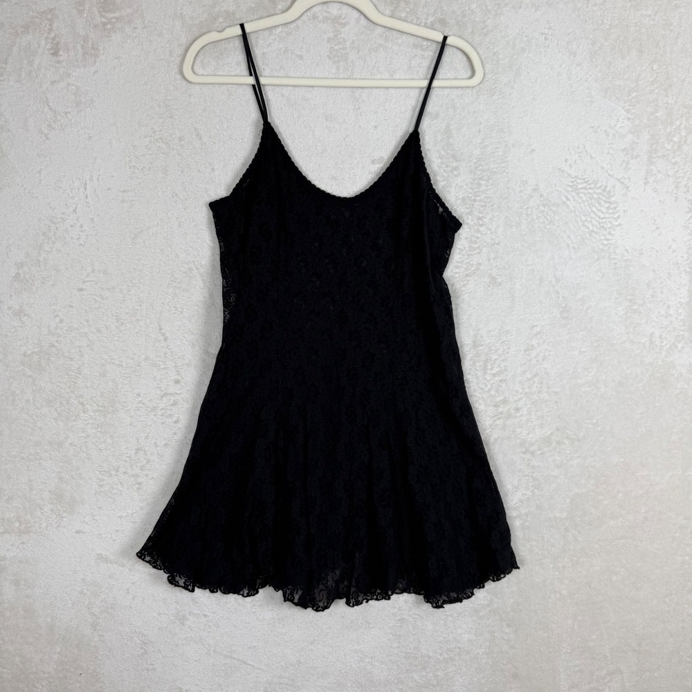 Black Lace Babydoll Cami Top Sheer Romantic Y2K Coquette Fairy Grunge Large